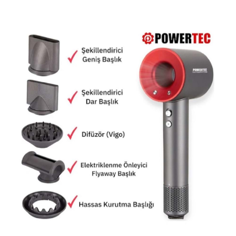 Powertec Plazma Dijital Saç Kurutma Makinesi TR3333
