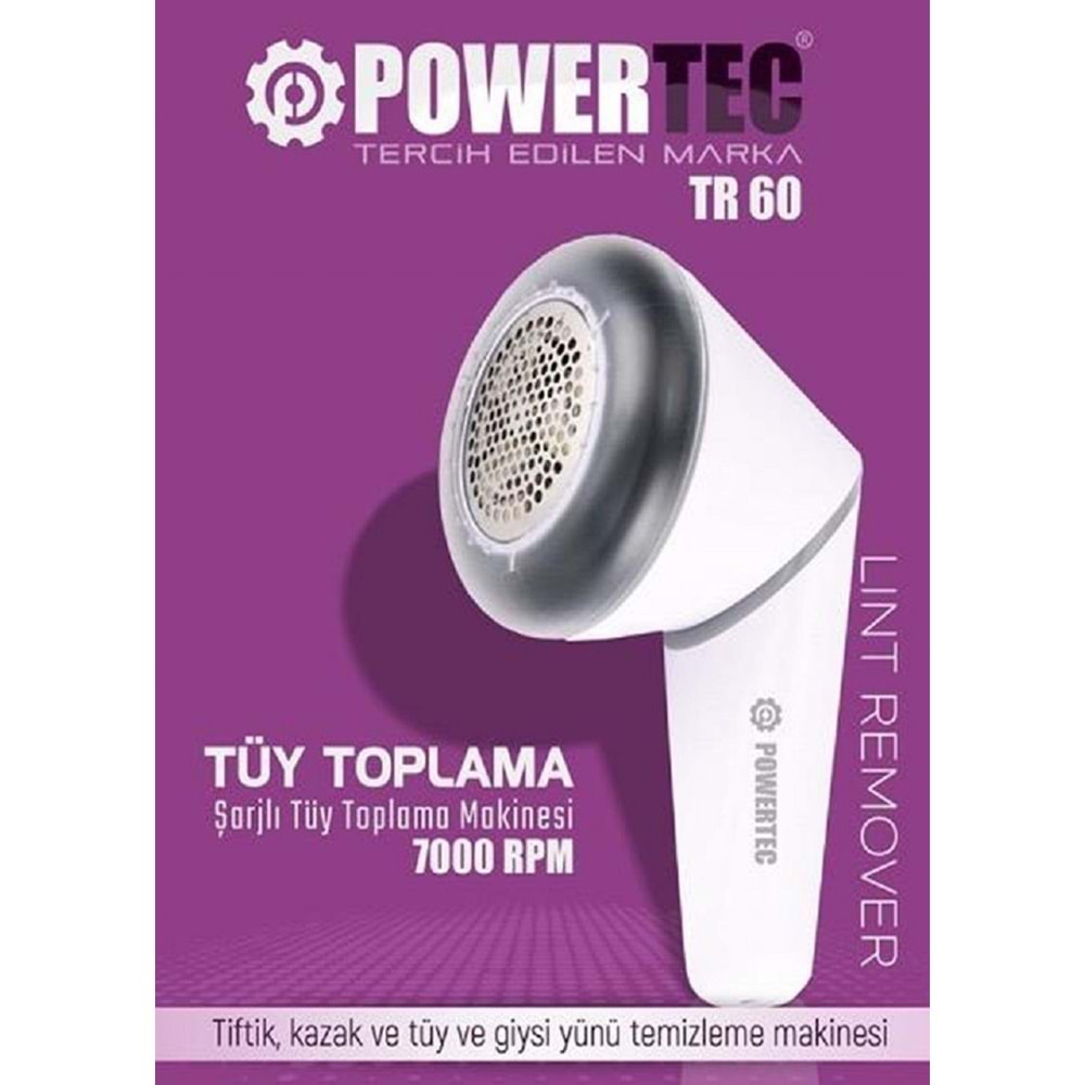 Powertec TR-60 Şarjlı Tiftik Kazak Tüy Giysi Yünü Temizleme Makinesi