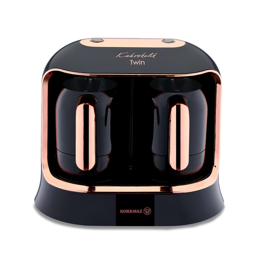 Korkmaz A861-04 Kahvekolik Deluxe Twin Kahve Makinesi Siyah-Rosegold