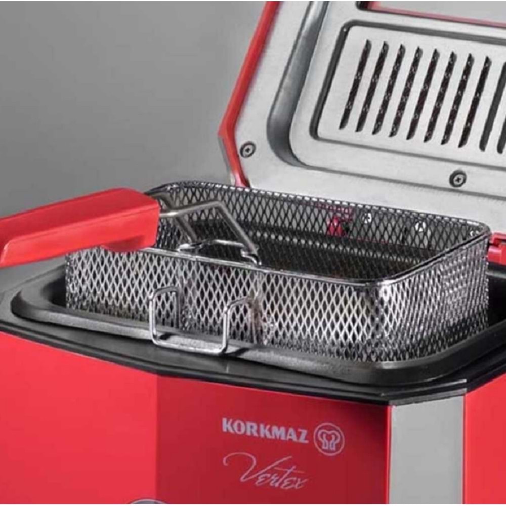 Korkmaz A486-02 Vertex Fritöz Kırmızı