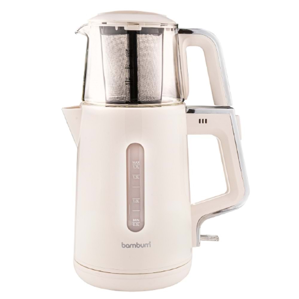 Bambum Cam Demlikli Çay Makinesi Krem B6047