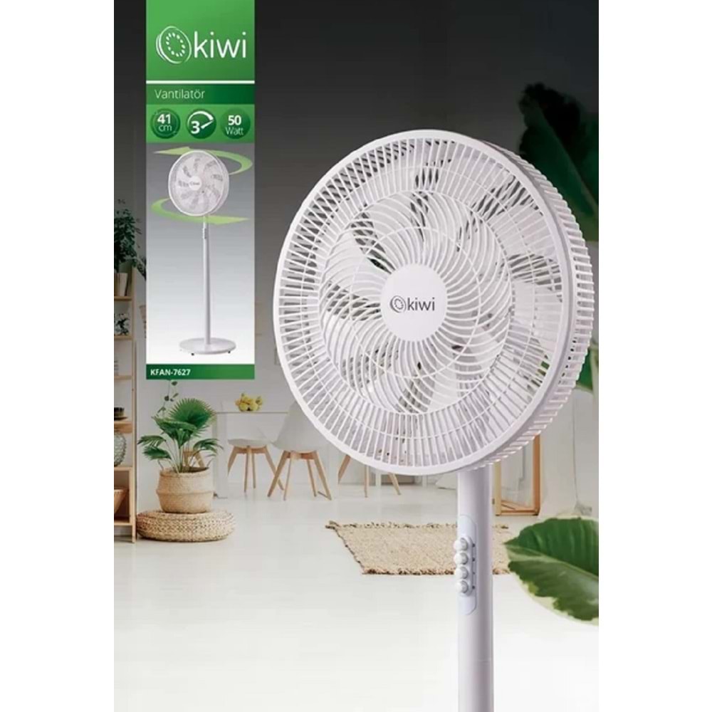 Kiwi Beyaz Vantilatör Kfan-7627