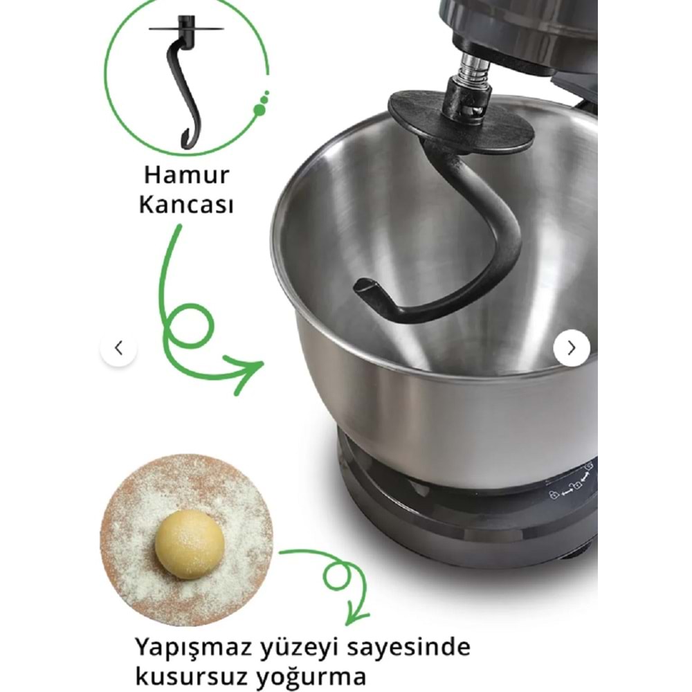 Kiwi Kmx-3638 Hamur Yoğurma Stand Mikser Siyah
