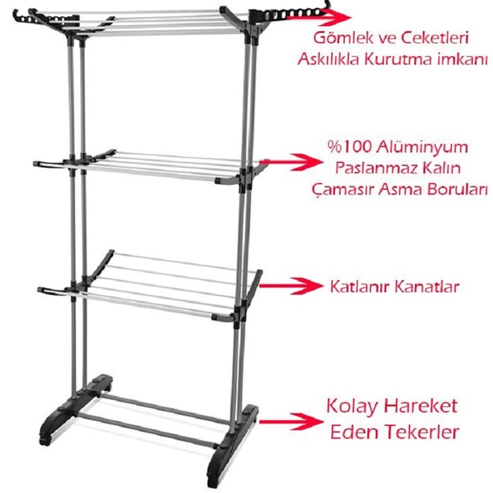 Doğrular 3 Katlı Alüminyum Kurutmalık 17026 FLYBY