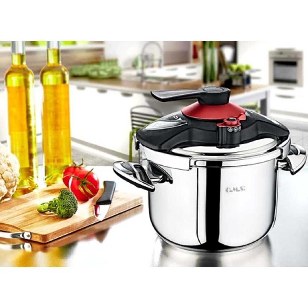 Oms 7 Lt Matik Kırmızı Düdüklü Tencere 5034