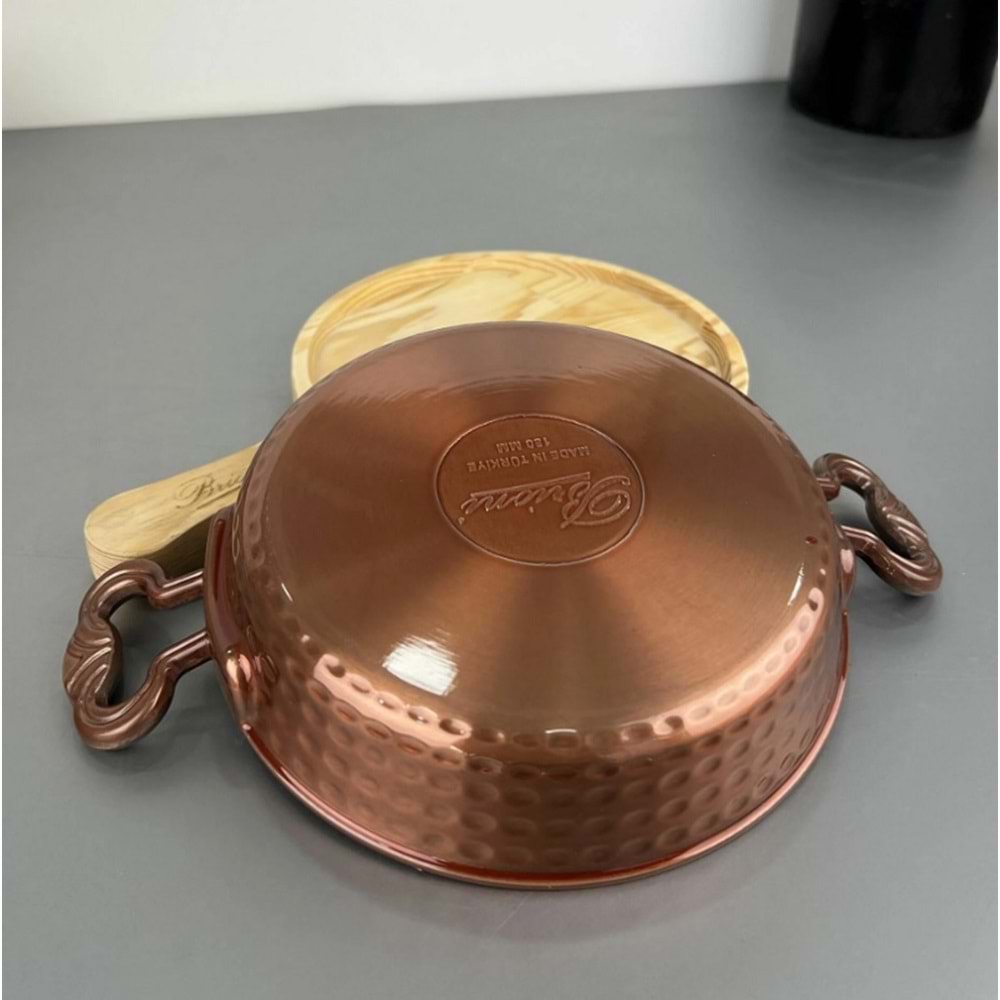 Brioni Lüx Ahşap Sunumlu Bakır Seri 18 Cm Sahan