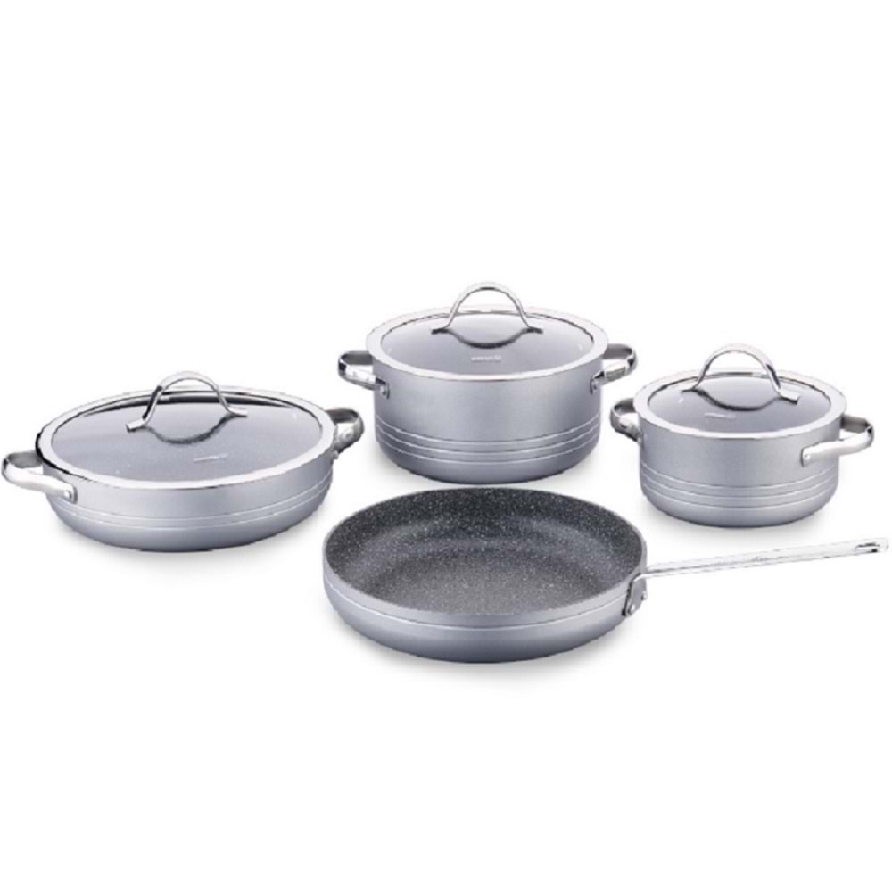Korkmaz A2619-3 Linea Gri 7 Parça Tencere Takımı