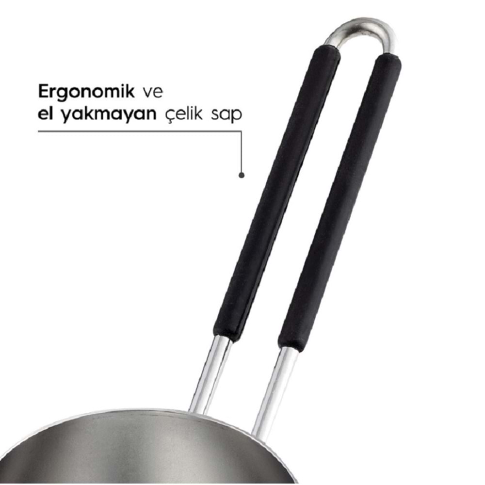 Nehir Modern 4 Parça Standlı Paslanmaz Çelik Cezve Seti