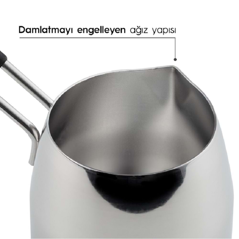 Nehir Modern 4 Parça Standlı Paslanmaz Çelik Cezve Seti