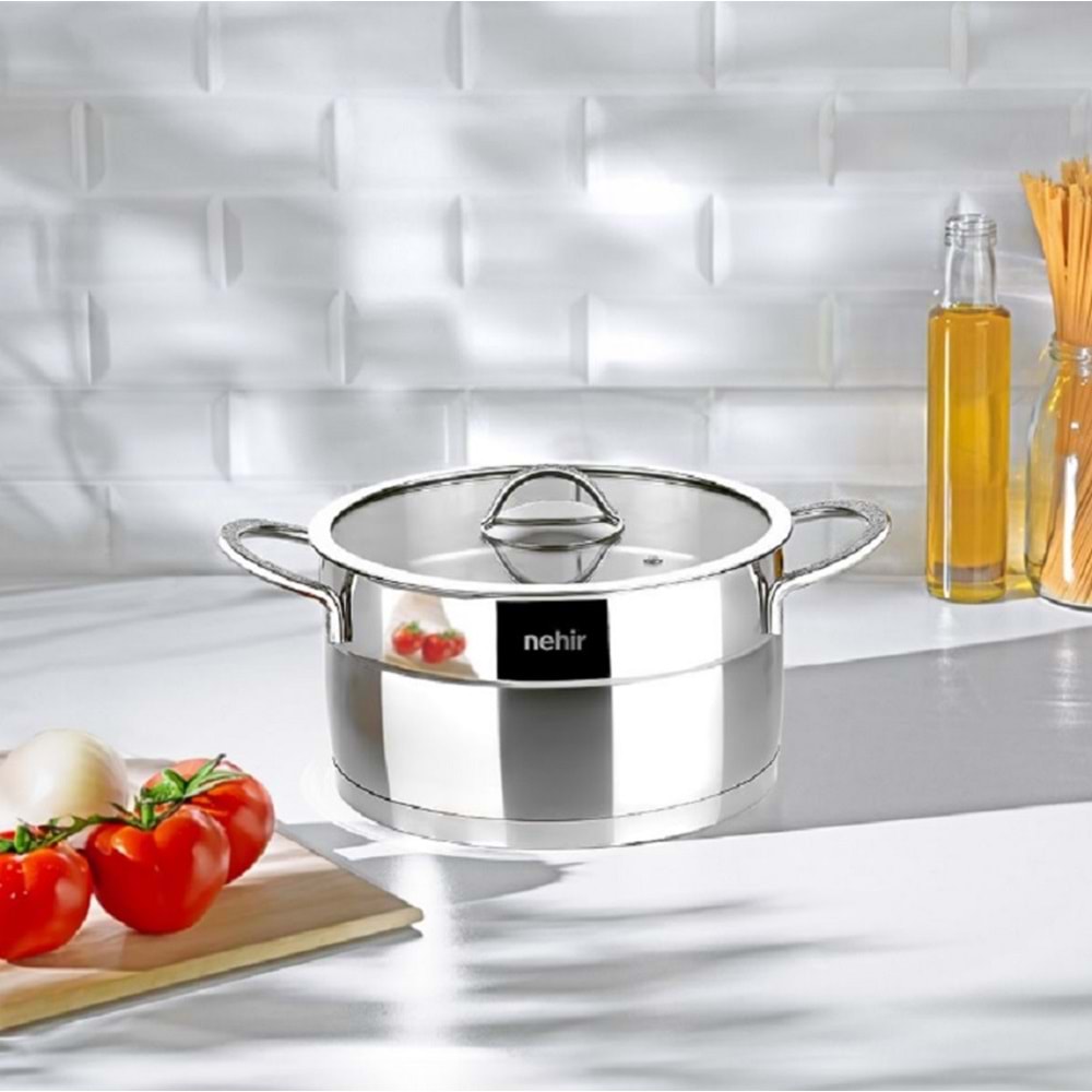 Nehir Silver Mat Trend 20 Cm Derin Çelik Tencere