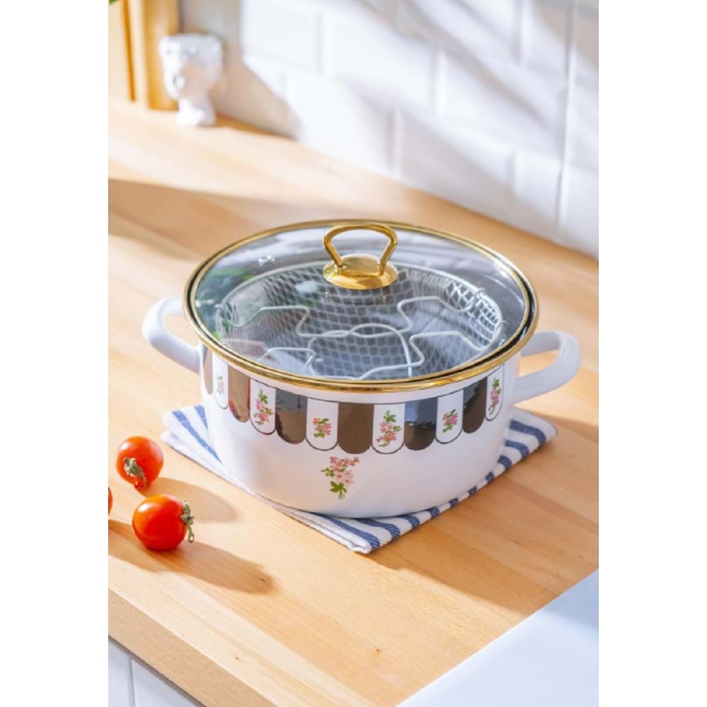 Acar Luma İndüksiyon Uyumlu Emaye Kızartma Tenceresi - 22 cm 7783