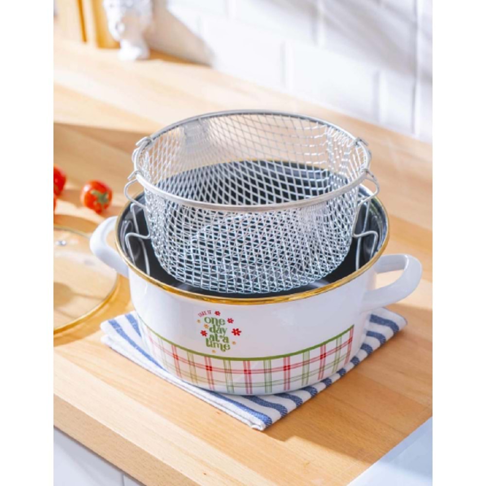 Acar Vera İndüksiyon Uyumlu Emaye Kızartma Tenceresi - 22 cm 7784