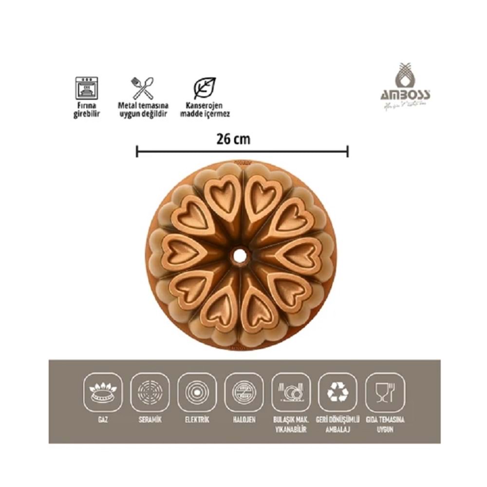 Amboss Ametist 26 Cm Döküm Kek Kalıbı Gold AME-7722