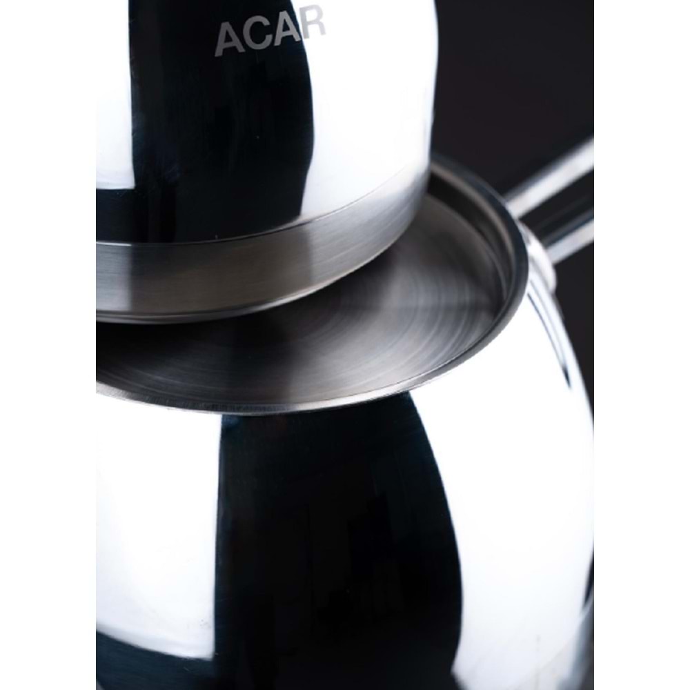 Acar Alexi Aile Boy Çelik Çaydanlık - Metal Kulp 21-0457