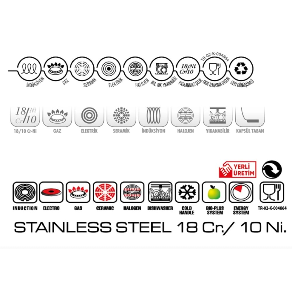 Oms 8090-L indüksiyon uyumlu Çaydanlık Takımı Sade