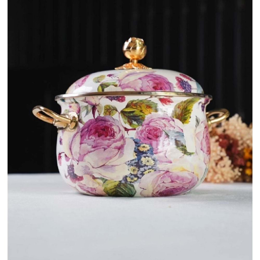Miss Betty 20 cm Derin Bombeli Emaye Tencere Rose Delüxe 16895-06