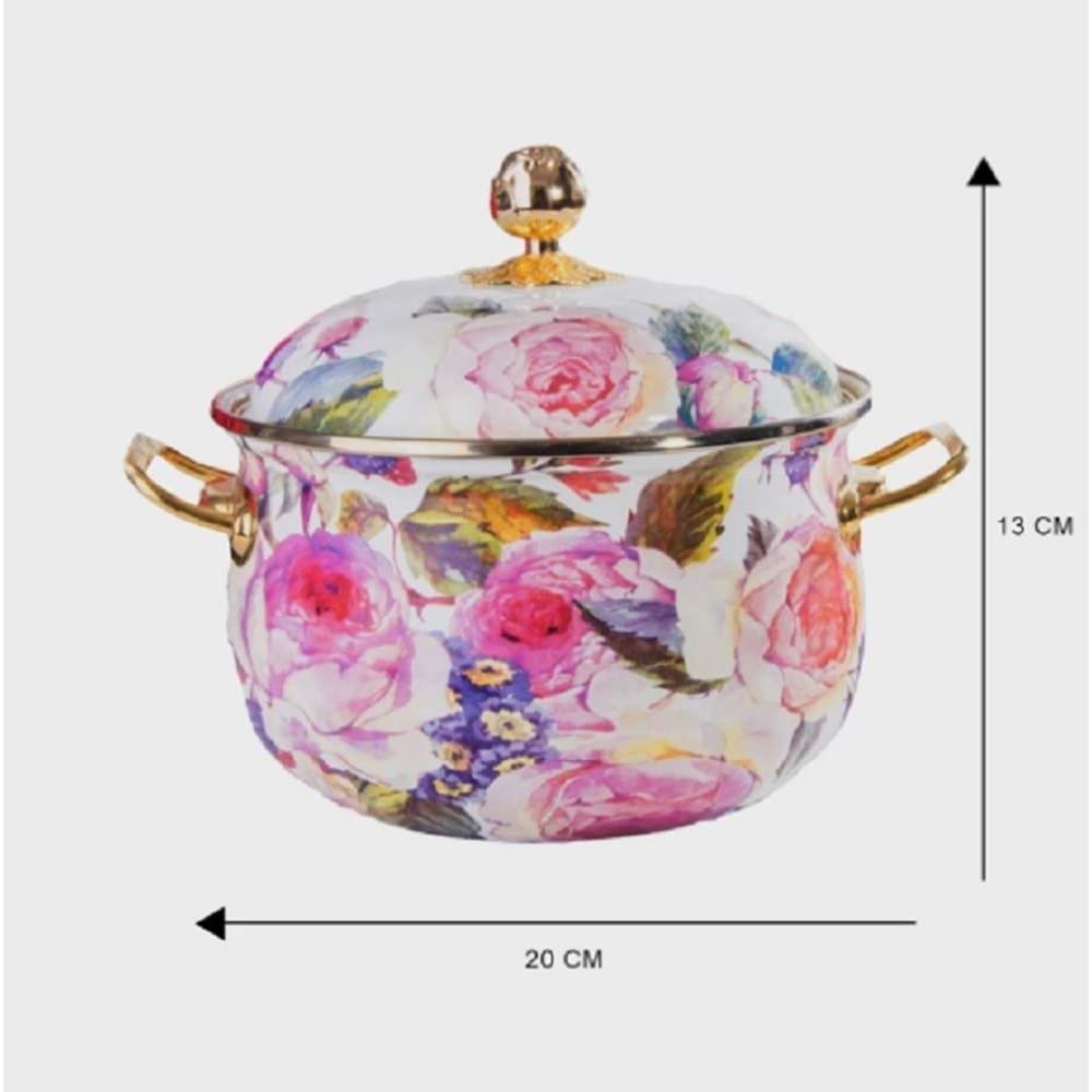 Miss Betty 20 cm Derin Bombeli Emaye Tencere Rose Delüxe 16895-06