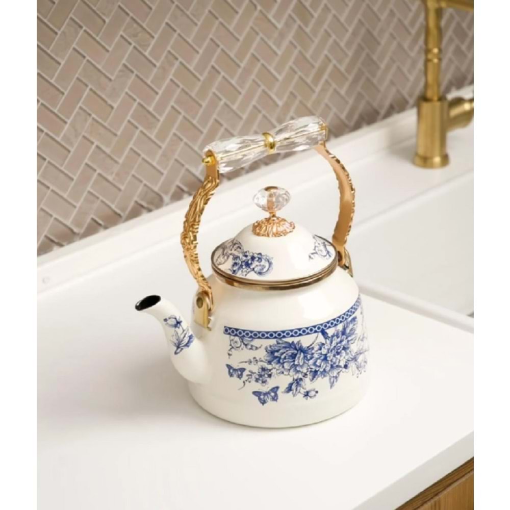 Miss Betty Blue Life Kristal Saplı Emaye Demlik 8324-09