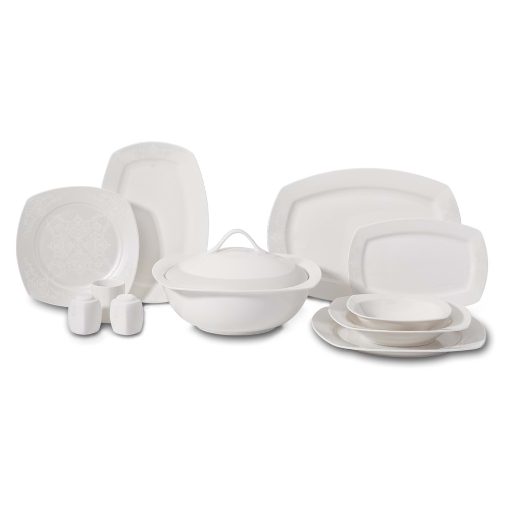 Korkmaz Mona Collection 60 Parça A8123 Kare Yemek Takımı