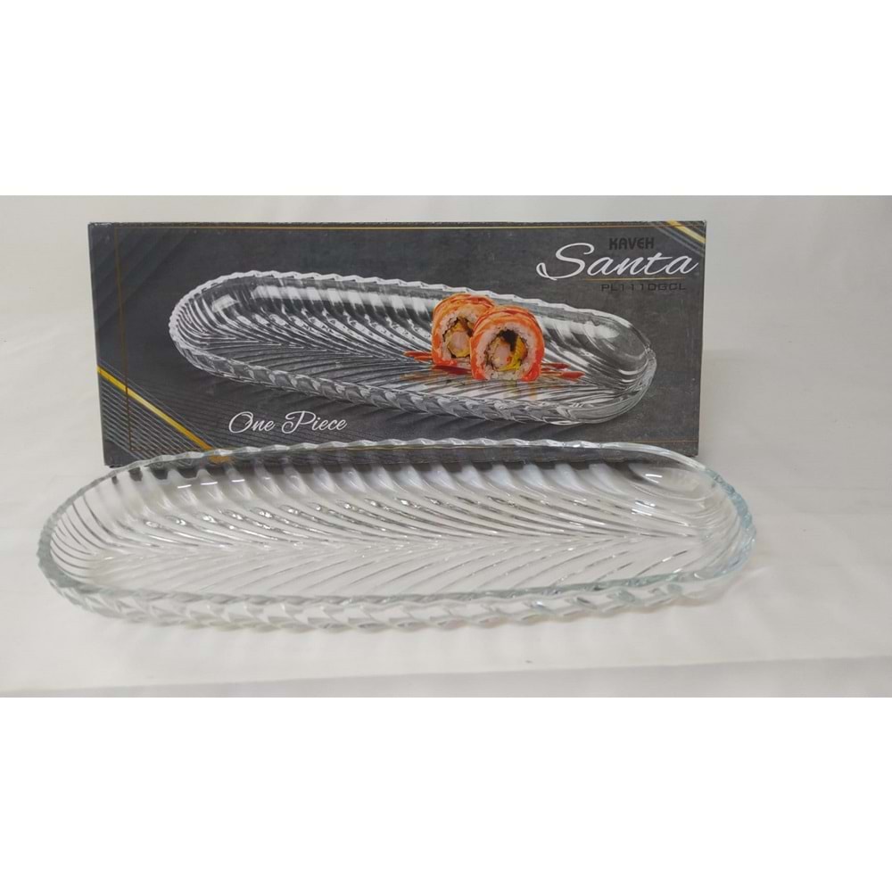 Kaveh Cam Sunum Tabak Santa Balık Sırtı PL1258GCL 28 CM