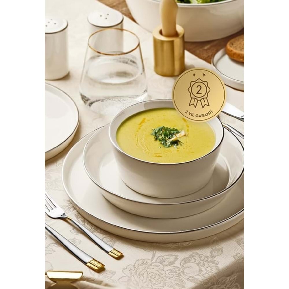 Nehir Yakamoz Platin 6 Kişilik 30 Parça Porselen Yemek Takımı