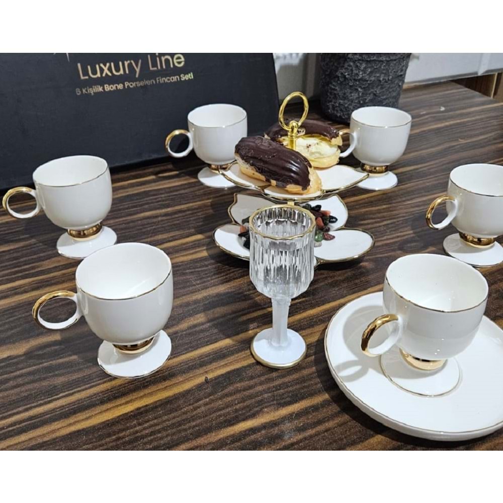 Twinkle Luxury Gold Bone Porselen Kahve Fincan Takımı 01Gld01