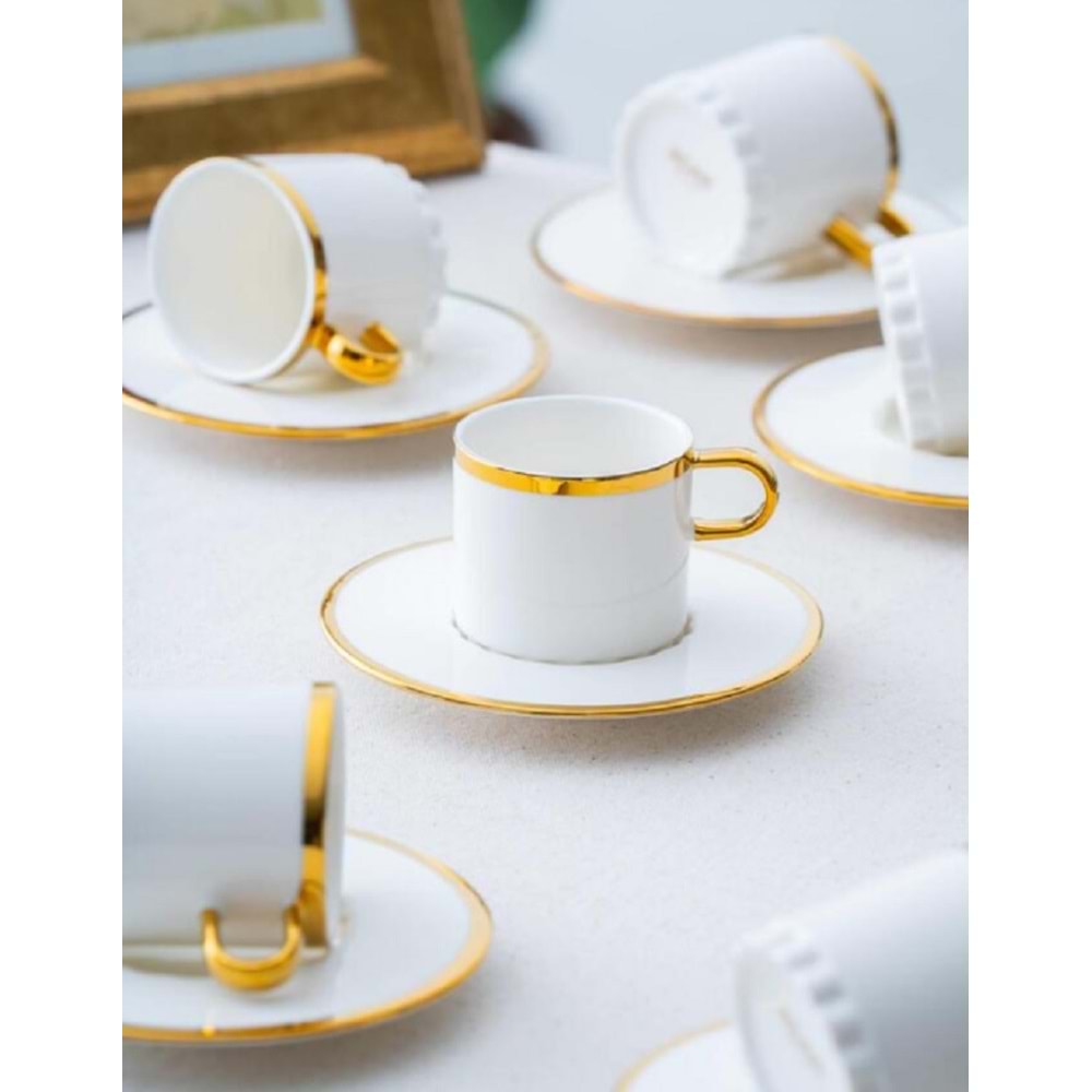 Acar Elio 6 Kişilik Porselen Kahve Fincanı Takımı 6921