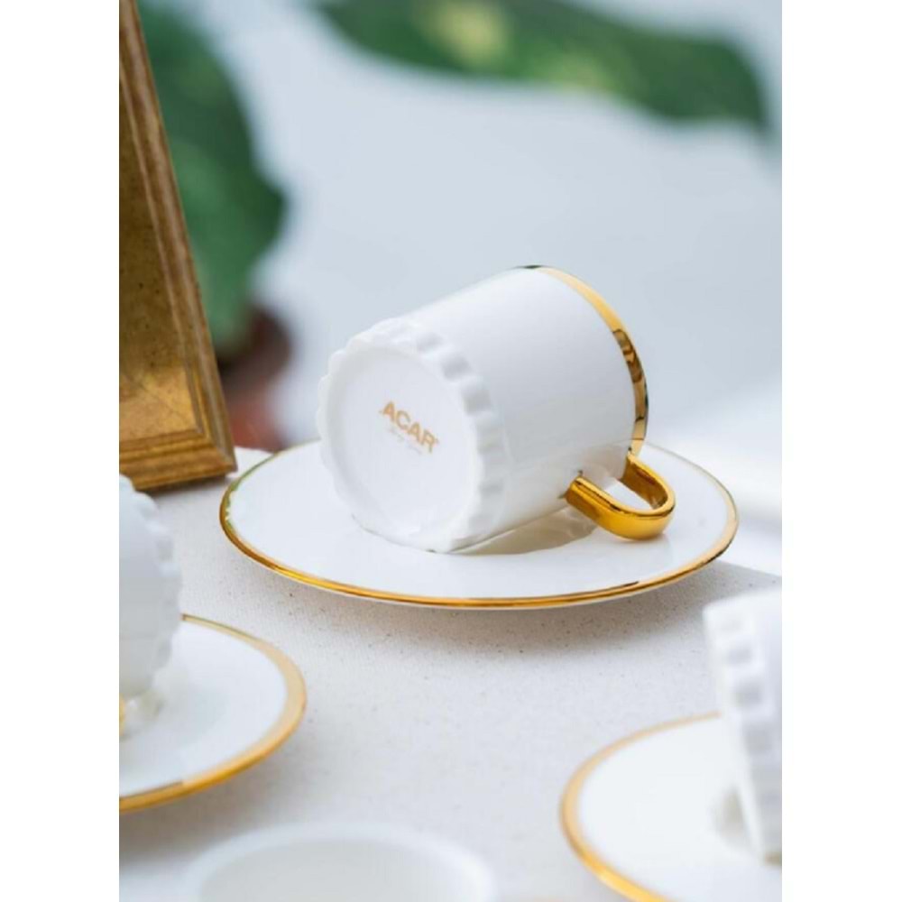 Acar Elio 6 Kişilik Porselen Kahve Fincanı Takımı 6921