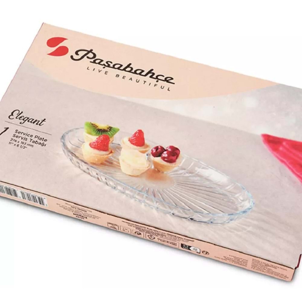 Paşabahçe Elegant Oval Cam Kayık Tabak 27x16 cm 54783