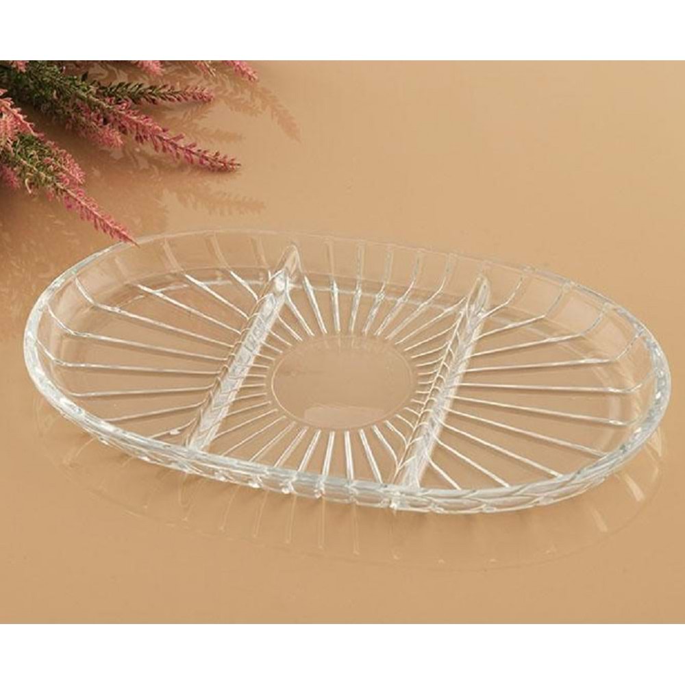 Paşabahçe Elegant Oval Bölmeli Cam Kayık Tabak 27x16 cm 54903