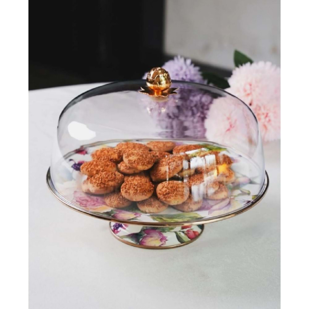 Miss Betty Rose Deluxe Emaye Ayaklı 30 Cm Kek Fanusu 16895-07