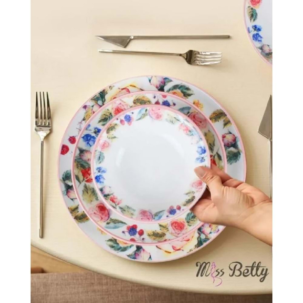 Miss Betty Rose Deluxe 24 Parça 6 Kişilik Porselen Yemek Takımı 16895-17