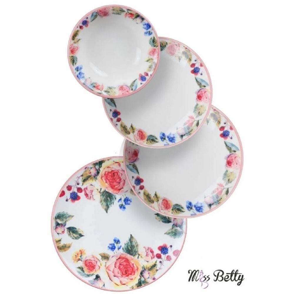 Miss Betty Rose Deluxe 24 Parça 6 Kişilik Porselen Yemek Takımı 16895-17