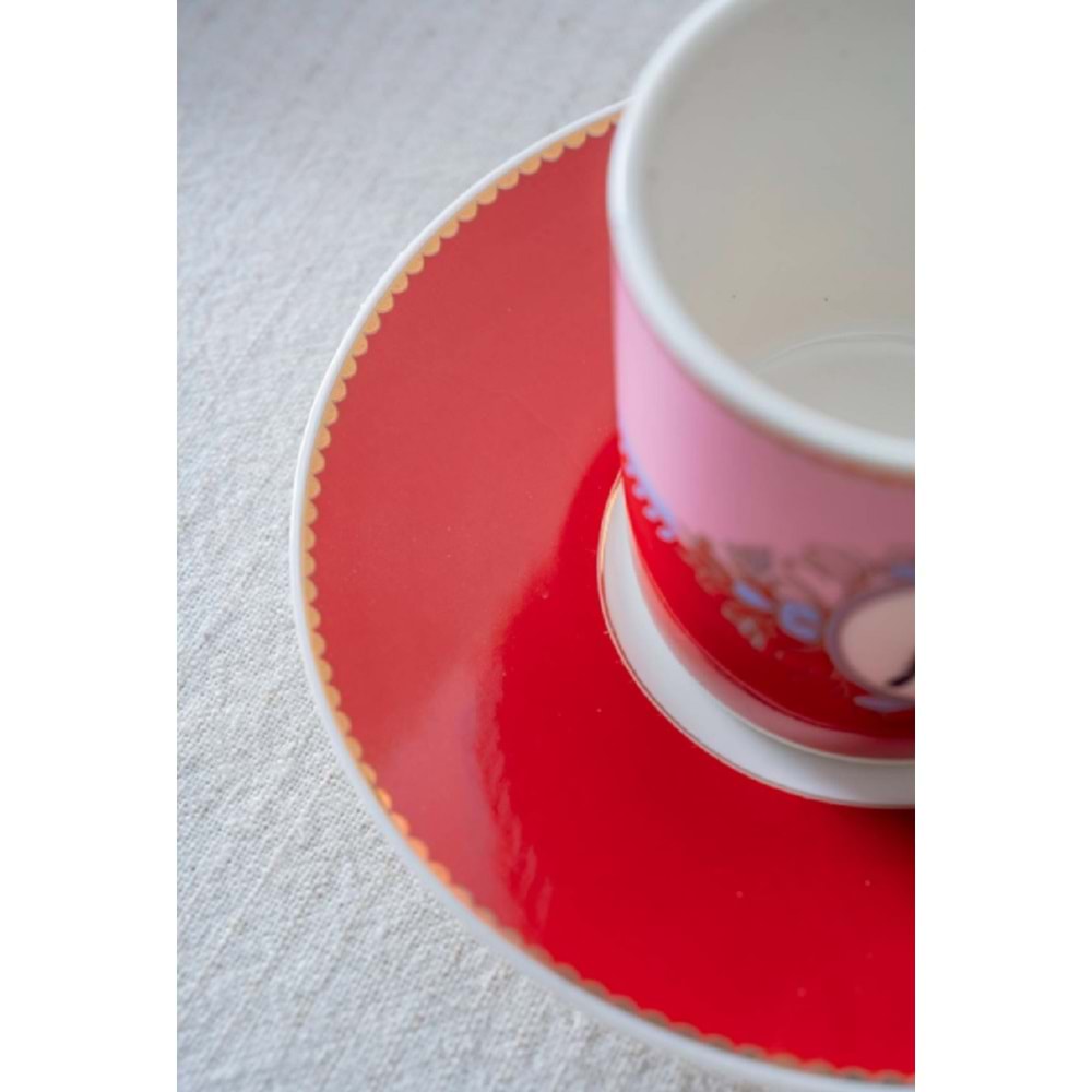 Acar Candy 6 Kişilik Porselen Kahve Fincan Takımı Kırmızı 8595