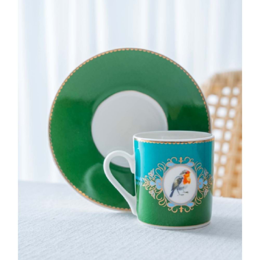 Acar Cybil 6 Kişilik Porselen Kahve Fincan Takımı Yeşil 8595