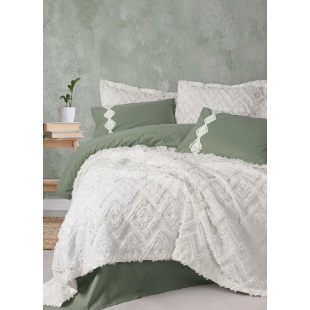 Cottonbox Limi Luke Krem Yatak Örtülü Çift Kişilik Nevresim Takımı