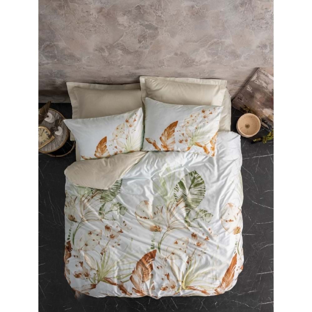 Cotton Box Saten Luster Bej Çift Kişilik Nevresim Takımı