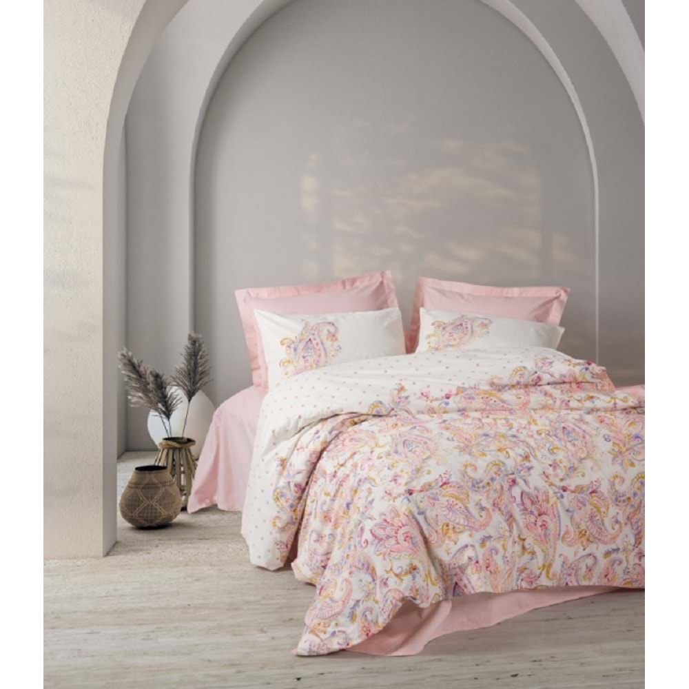 Cotton Box Bohem Çift Kişilik Nevresim Takımı Muna Pembe