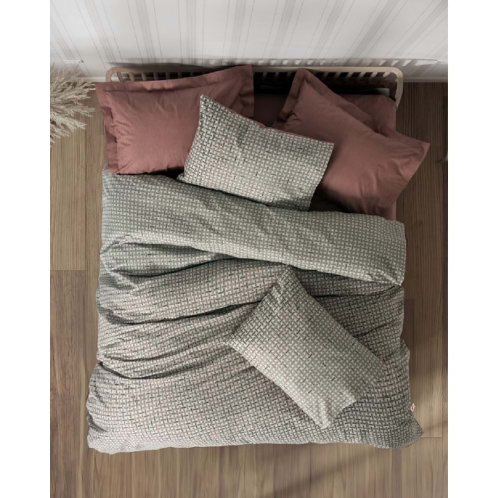 Cotton Box Petite Çift Kişilik Lastikli Çarşaflı Nevresim Takımı Mote Kiremit