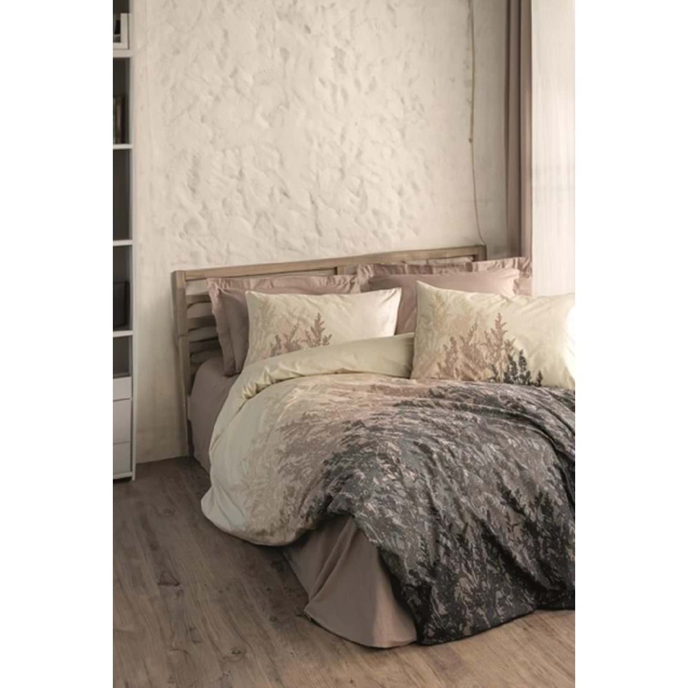 Cottonbox Dual Lindon Bej Tek Kişilik Nevresim Takımı 1728