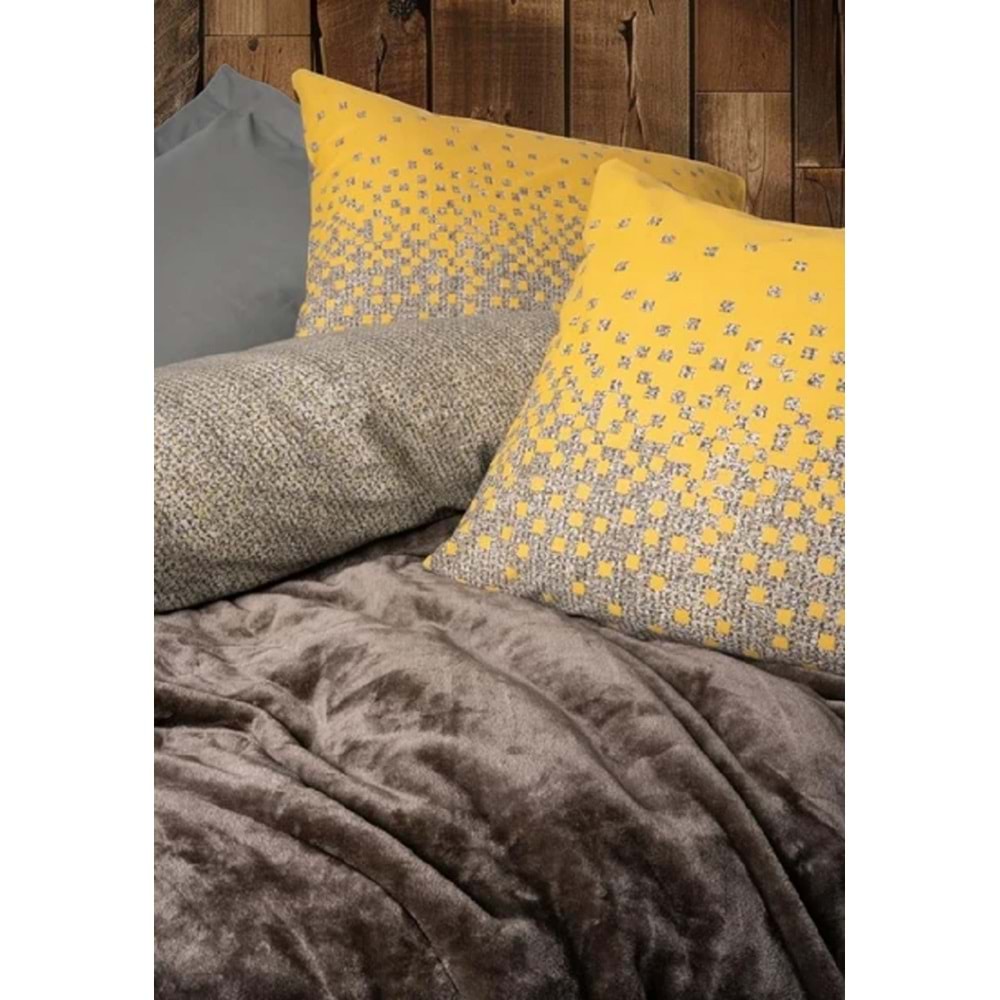 Cotton Box Battaniyeli Oyster Kahve Çift Kişilik Nevresim Takımı