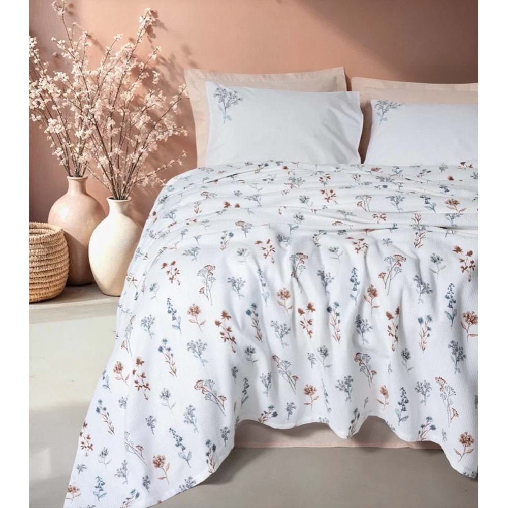 Cotton Box Estiva Çift Kişilik Pike Takımı Briar Somon