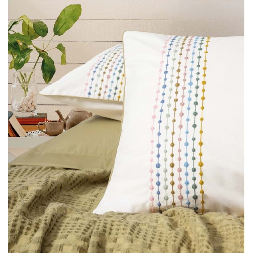 Cotton Box Aura Lastik Çarşaflı Çift Kişilik Pike Takımı Pebble Hardal