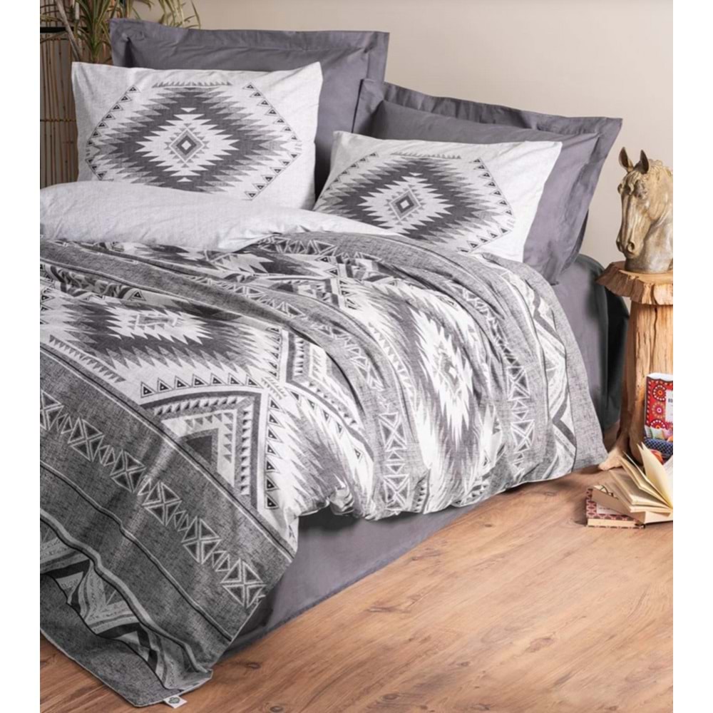 Cotton Box Ethnic Çift Kişilik Nevresim Takımı Delos Antrasit