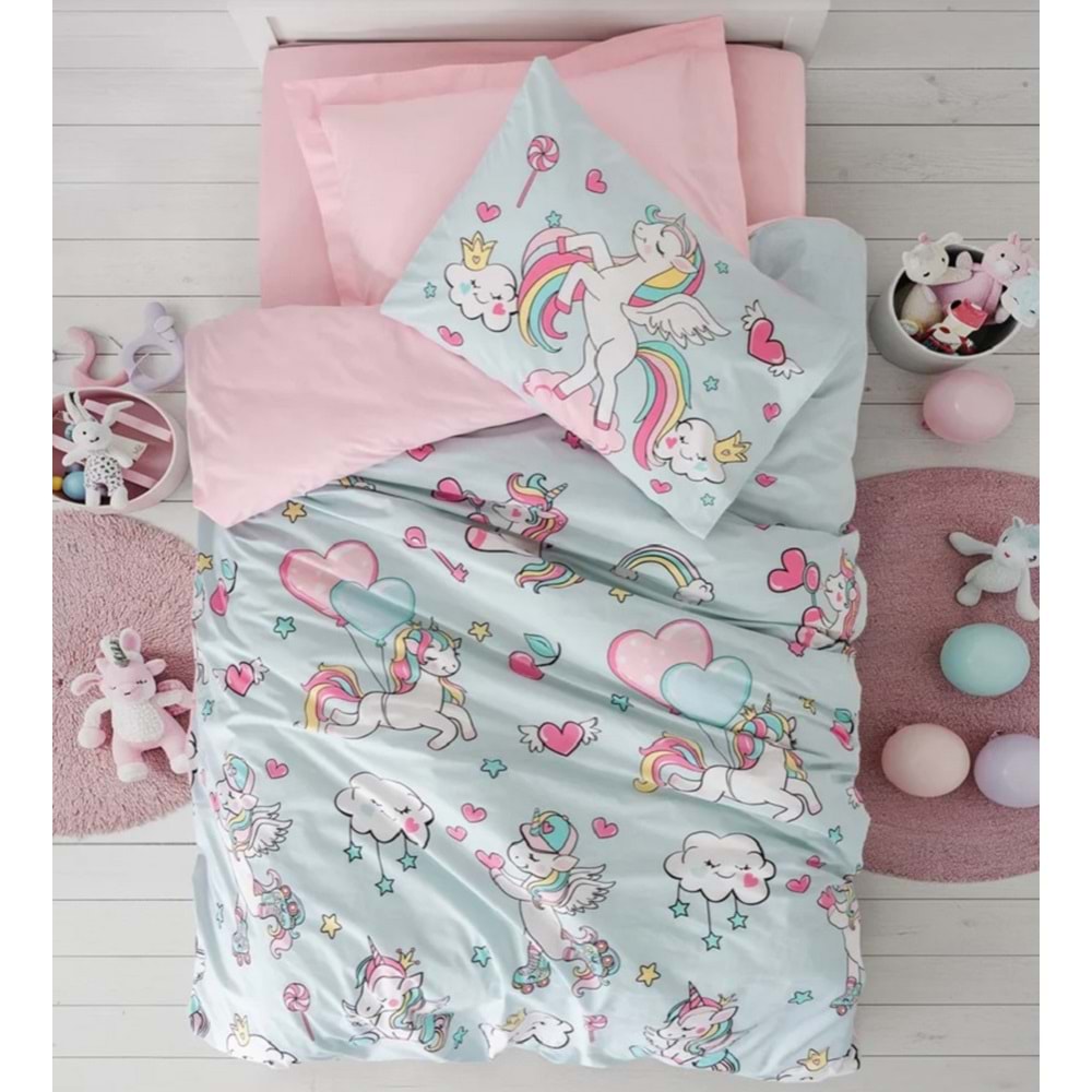 Cotton Box Junior Tek Kişilik Lastikli Çarşaflı Nevresim Takımı Twinka Pembe