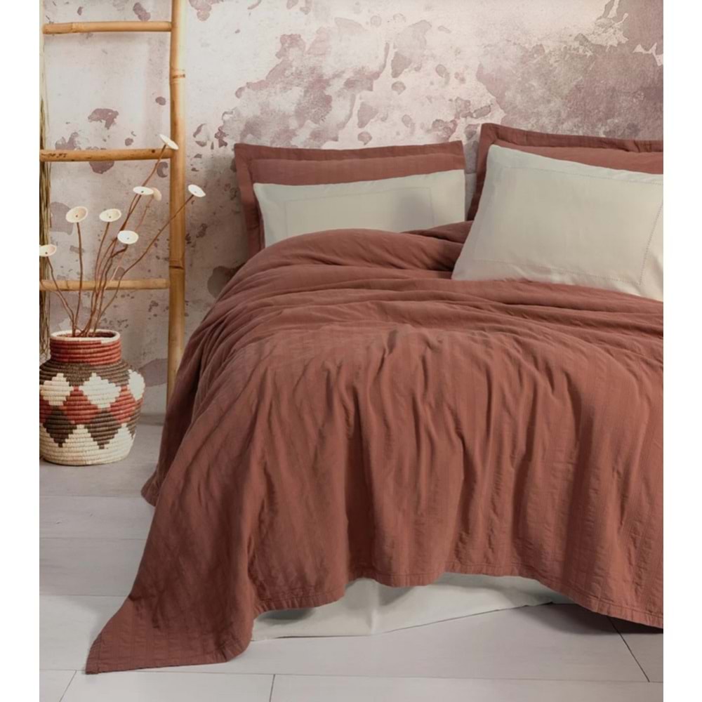 Cotton Box Natura Çift Kişilik Yatak Örtüsü Pike Takımı Vilo Kiremit