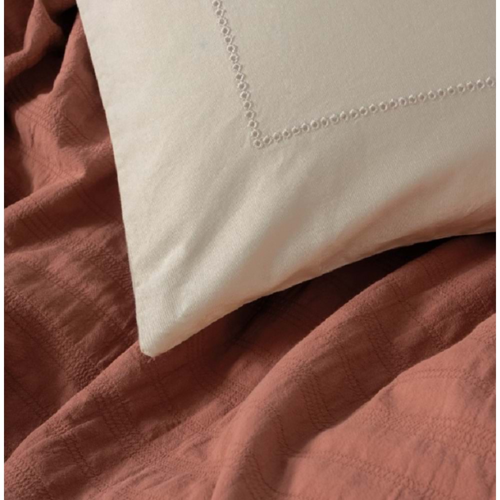 Cotton Box Natura Çift Kişilik Yatak Örtüsü Pike Takımı Vilo Kiremit