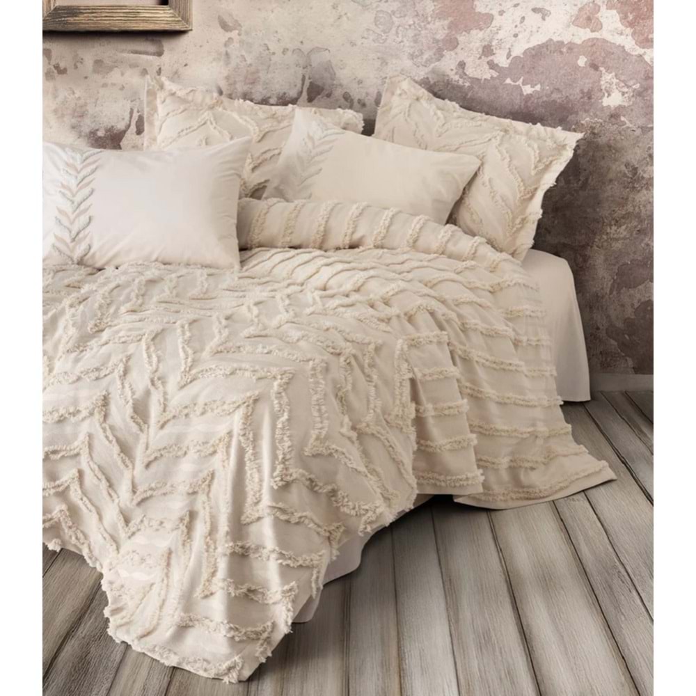 Cotton Box Limi Çift Kişilik Yatak Örtülü Nevresim Takımı Crimp Bej