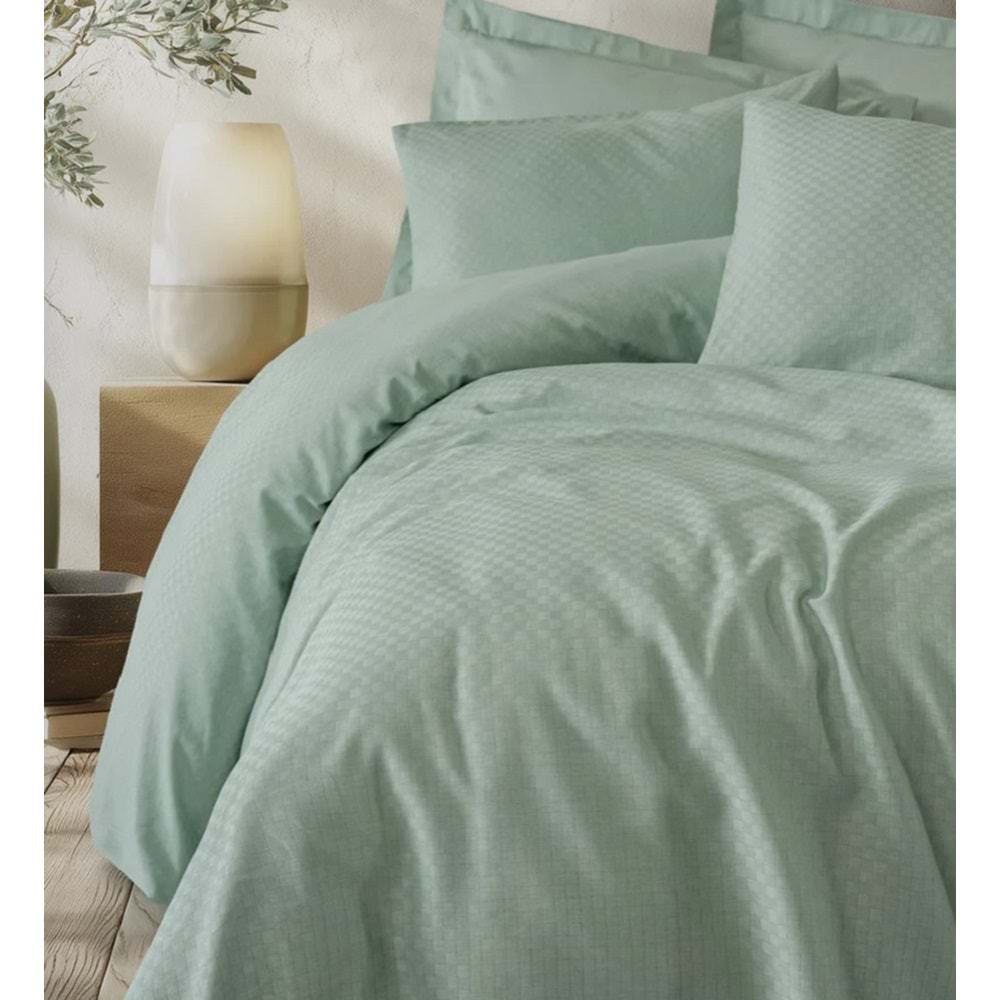 Cotton Box Plaid Ranforce Adaçayı Tek Kişilik Nevresim Takımı