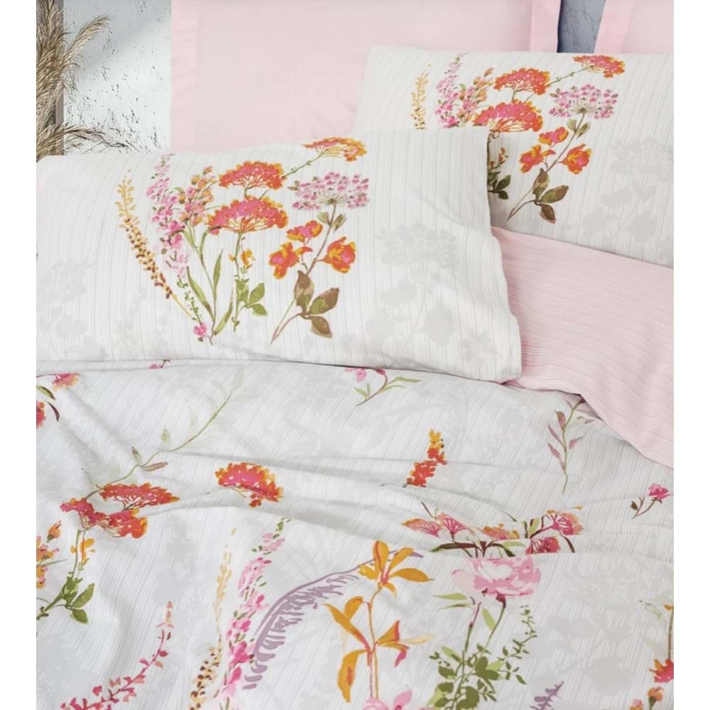 Cotton Box Modeline Ranforce Lilura Pembe Tek Kişilik Nevresim Takımı